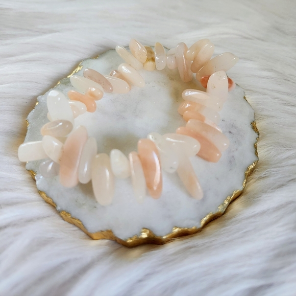 New Ryze Natural Stone Rose Quartz & White Druzy Bracelet Staxx - Set of 3 - Picture 3 of 7